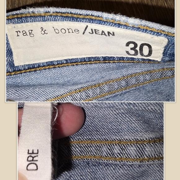 Rag & Bone Dre Kingston Released Raw Hem Denim Jeans Size 30 Measures 35 X 28 - Picture 7 of 9